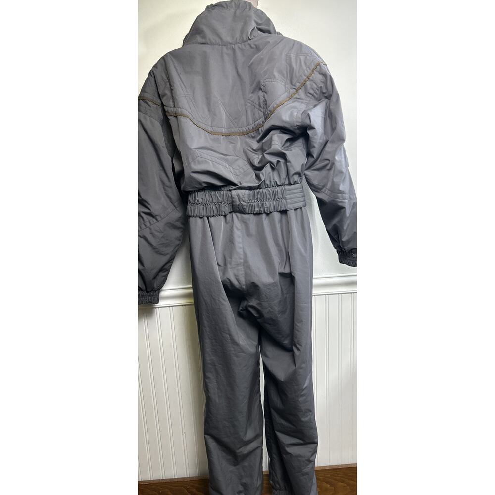 Obermeyer Ski Suit Womens 10 Vintage Insulated One Piece Embroidered Gray 90’s - Picture 6 of 12